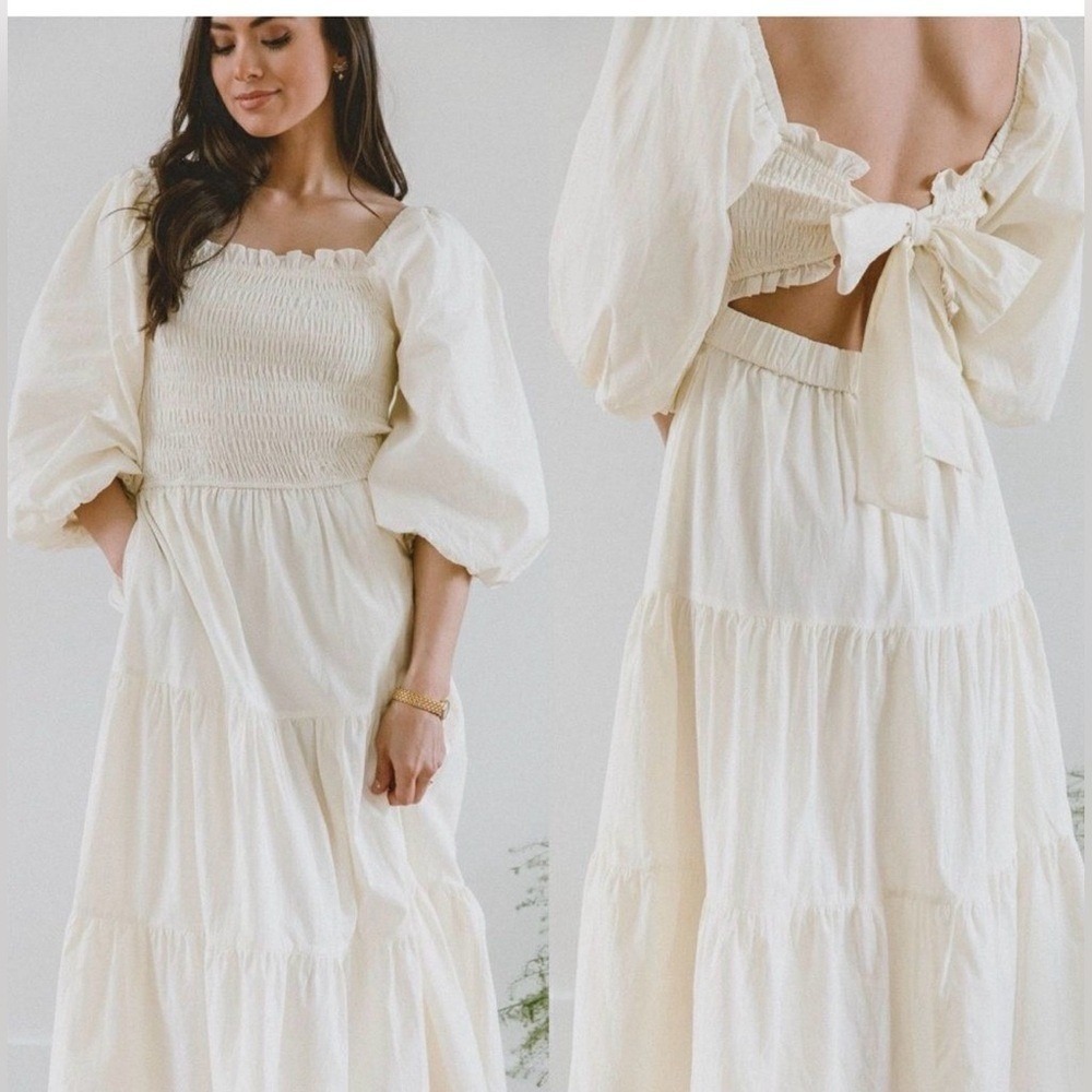 NWOT Dress Forum Miriam Bow Tie Dress in Ivory Size Medium